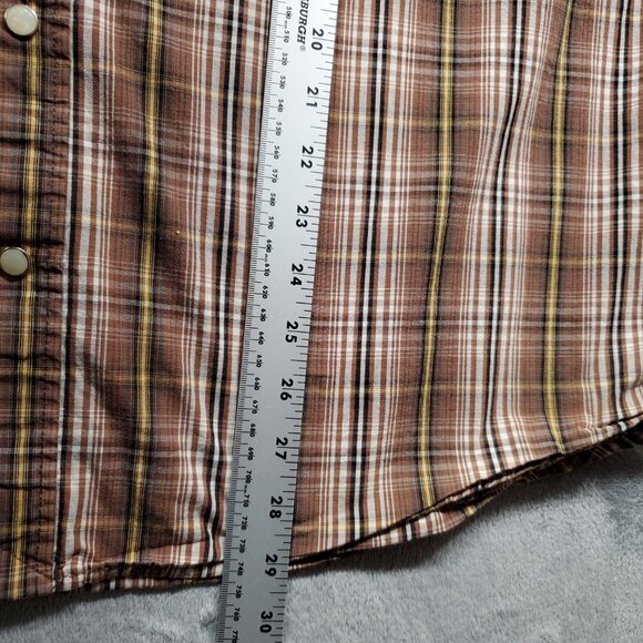 Steve & Berry's Western Pearl Snap Plaid Shirt 2 Pckt Brown Yellow Black Mn Sz L - Picture 10 of 10